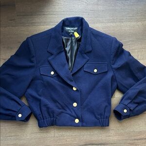 Savannah Wool P Coat made in Ukraine ! Navy Blue Women's Jacket ! Size 6